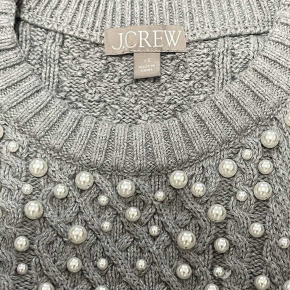 J.Crew Pearl embellished cotton cable-knit sweater XS - Picture 7 of 7